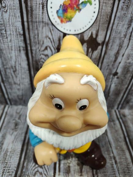 Vintage Walt Disney Productions Happy 3 Dwarf Snow White Vinyl 8" Squeaker Japan - Picture 4 of 12